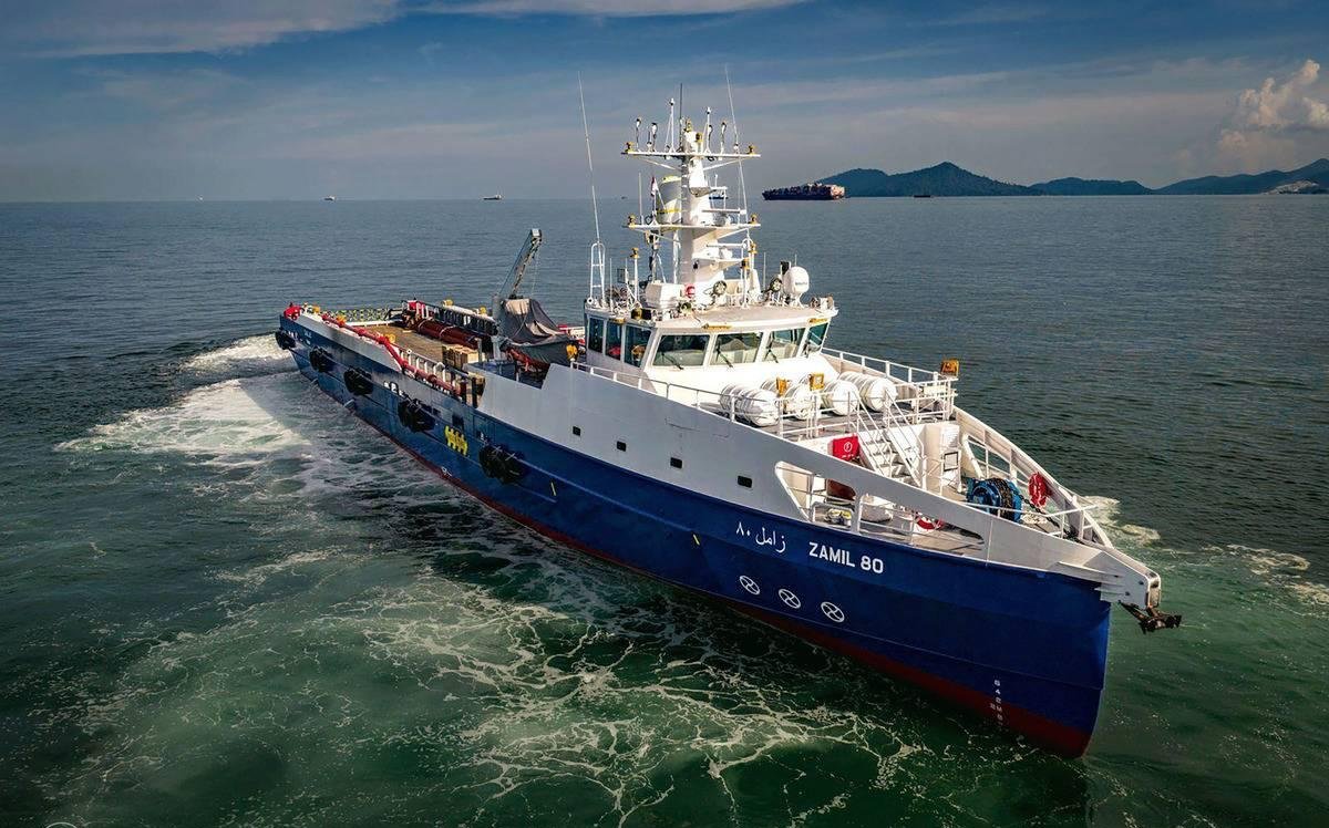 Zamil 80 offshore vessel bow view at sea